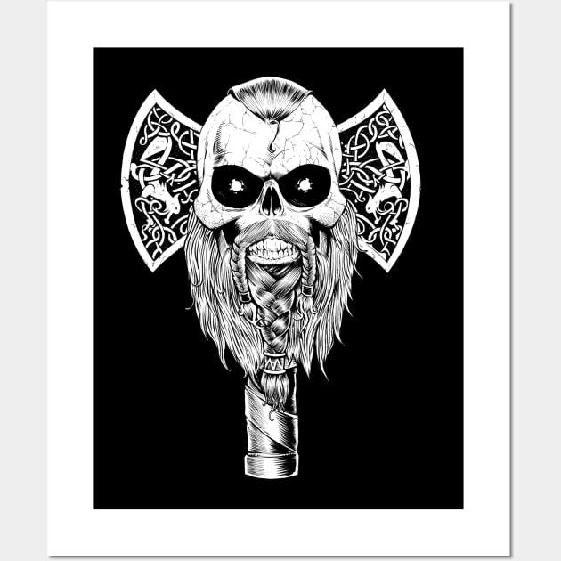 Viking Skull Axe Head Wall Art by medievalwares